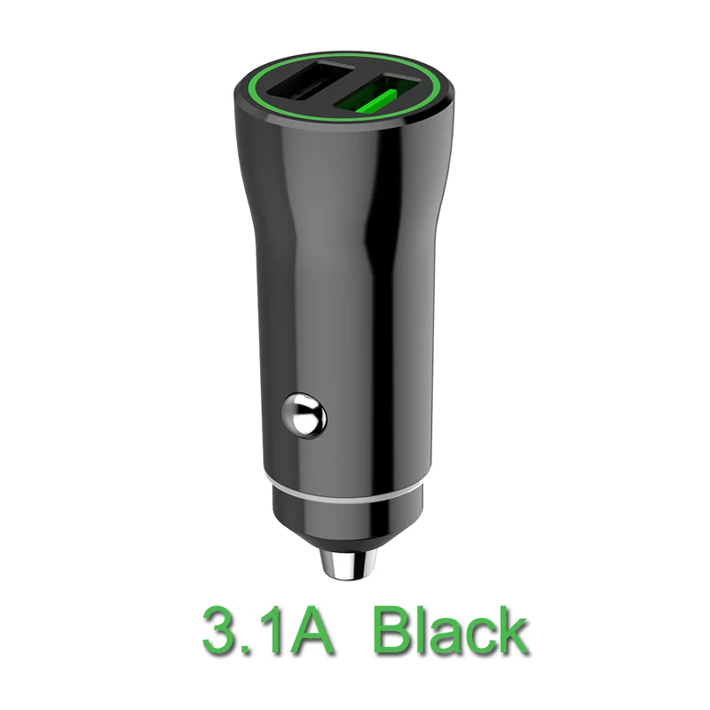 Автомобильное зарядное устройство Onever QC3.0 USB зарядное устройство для телефона Быстрая зарядка автомобильный адаптер Защита Безопасности Двойная зарядка usb для Xiaomi iPhone HUAWEI - Название цвета: 3.1A BLACK