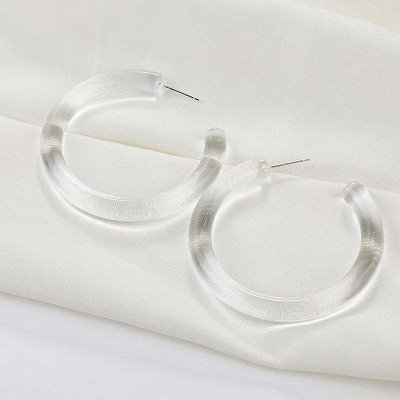 AENSOA, трендовые круглые акриловые серьги-кольца для женщин, прозрачные круглые серьги из смолы, большие прозрачные ацетатные серьги-кольца, ювелирное изделие