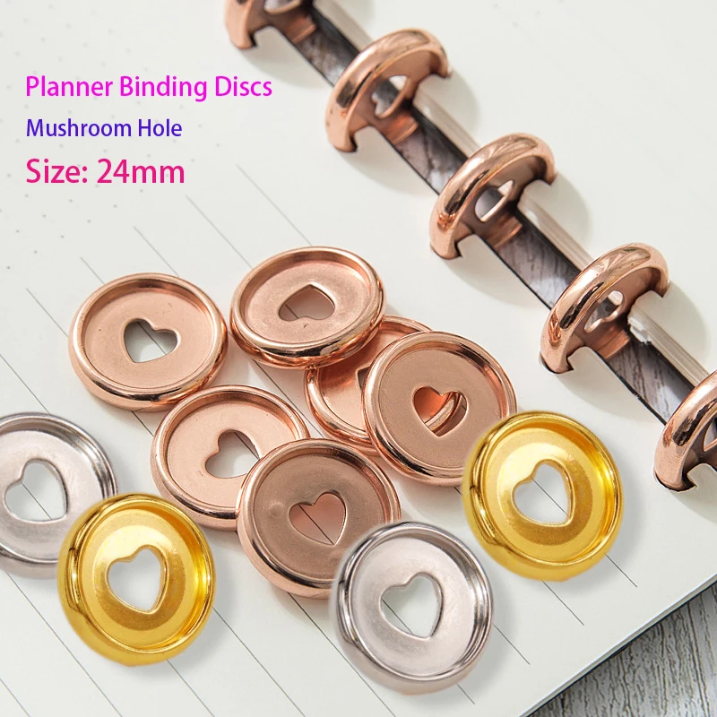 Discos con agujeros De Seta para encuadernación, 20 Uds., 24mm, anillos planificadores de plástico para encuadernación, cuaderno, discos con forma de corazón, anillas de setas, suministros de encuadernación