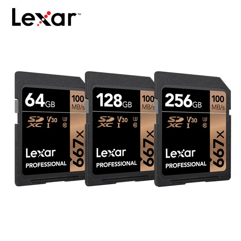 Профессиональная sd-карта Lexar 667X Max100MB/s 64 Гб 128 ГБ 256 ГБ C10 U3 4K SDXC карта памяти SD флэш-карта UHS-I sd-карта для камеры