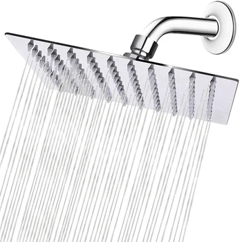 

HIGH PRESSURE Rain Shower Head, High Flow 304 Stainless Steel 8 Inch Square Shower Head, Pressure Boosting Design