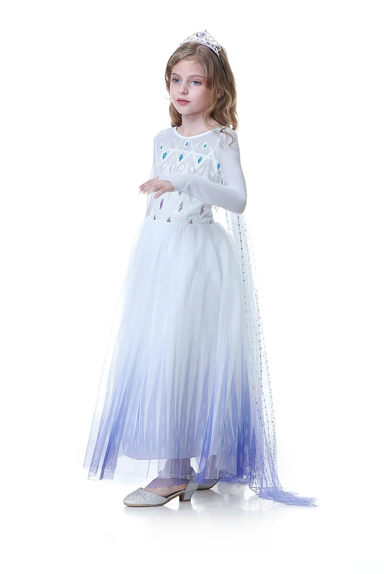 Snow Queen 2 Cosplay Elsa Anna Girls Dress Summer Casual Mesh Princess Dress Party Performance Costume 4-12 Years Kids Dresses