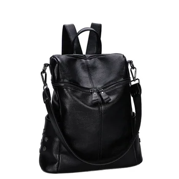 

Genuine Leather Backpacks Women Luxury Soft Real Cow Leather Backpack for Girls Black Fashion Bagpack Female Designer Back C1163