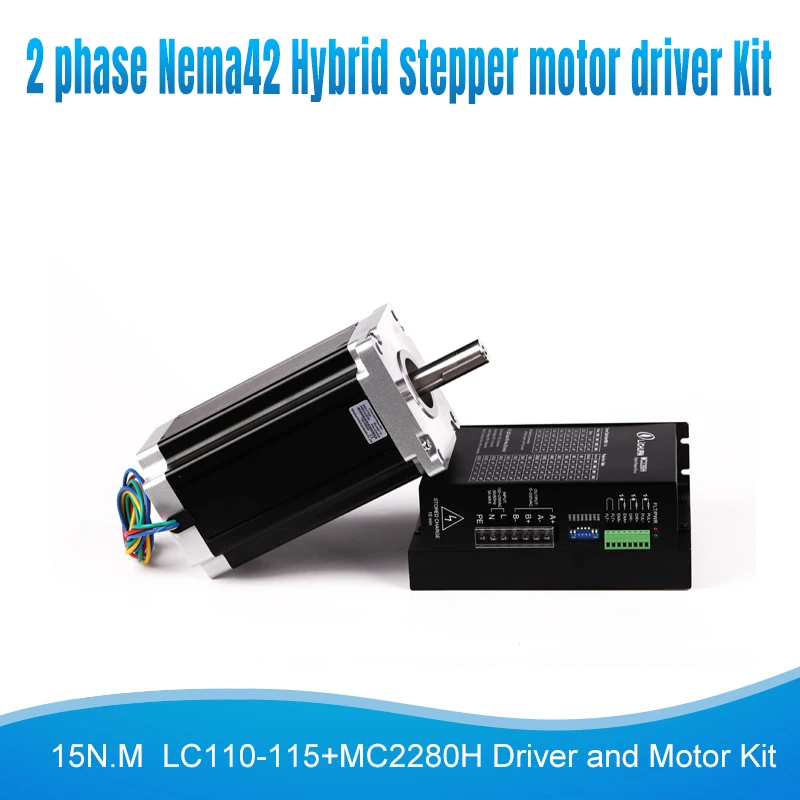 

2ph Nema42 hybrid step stepper motor 115mm DSP Stepping driver Microstep Kit 15N.M 6A LC110-115+MC2280H high torque cnc Kit