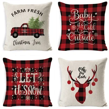 

Sofa Pillowcase Christmas Cushion Cover Home Pillow Cover Christmas Decorations for Home Xmas Ornament 2021 New Year Decoration