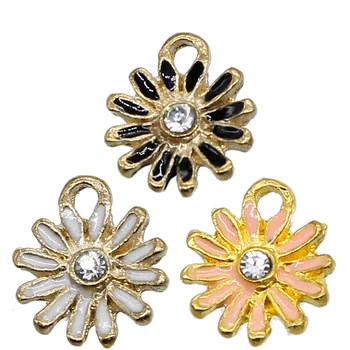 

10pcs golden tone chrysanthemum flower shape enamel pendant pendant DIY bracelet accessories necklace DIY craft wholesale