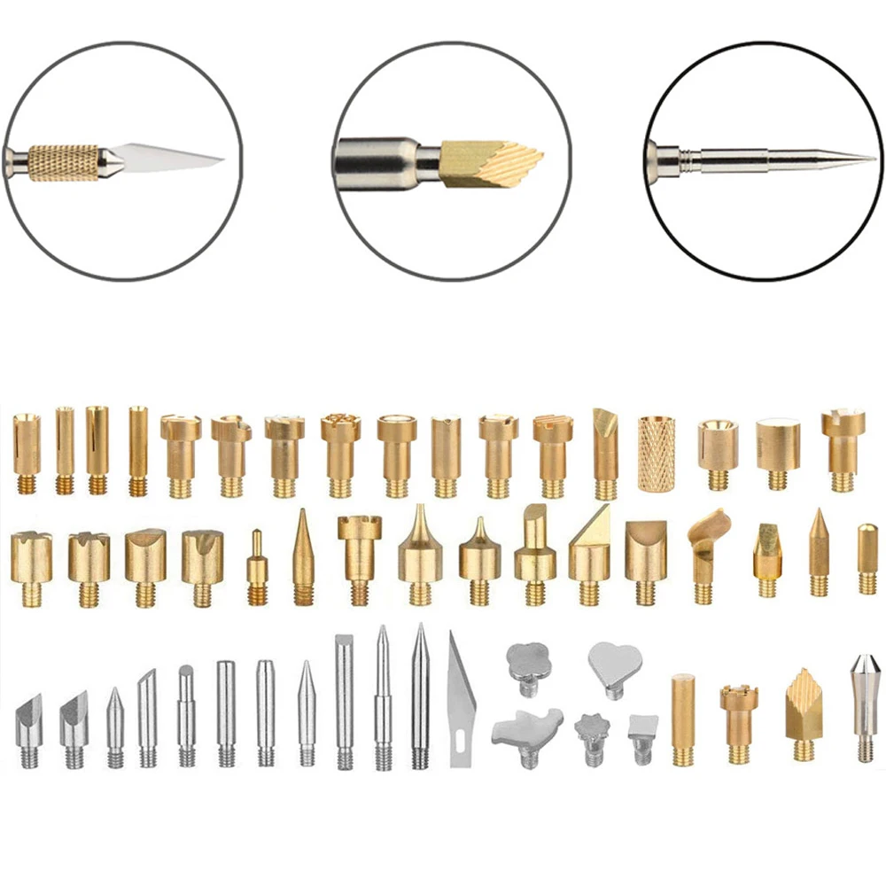 New 53 Pcs Soldering Iron Set Wood Burning Tool Engraver Set Pen Kit Extra Tips