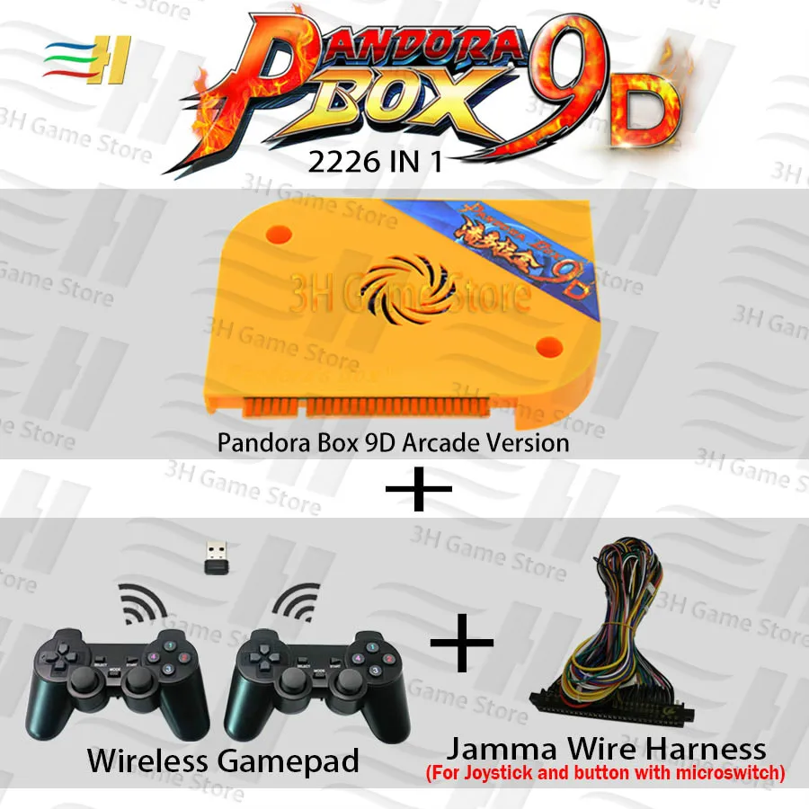 Pandora Box 9d 2226 в 1 аркадная версия доска для игры JAMMA поддержка 3P 4P игры usb можно подключить геймпад hdmi vga для аркадной машины - Цвет: 9D wireless Switch