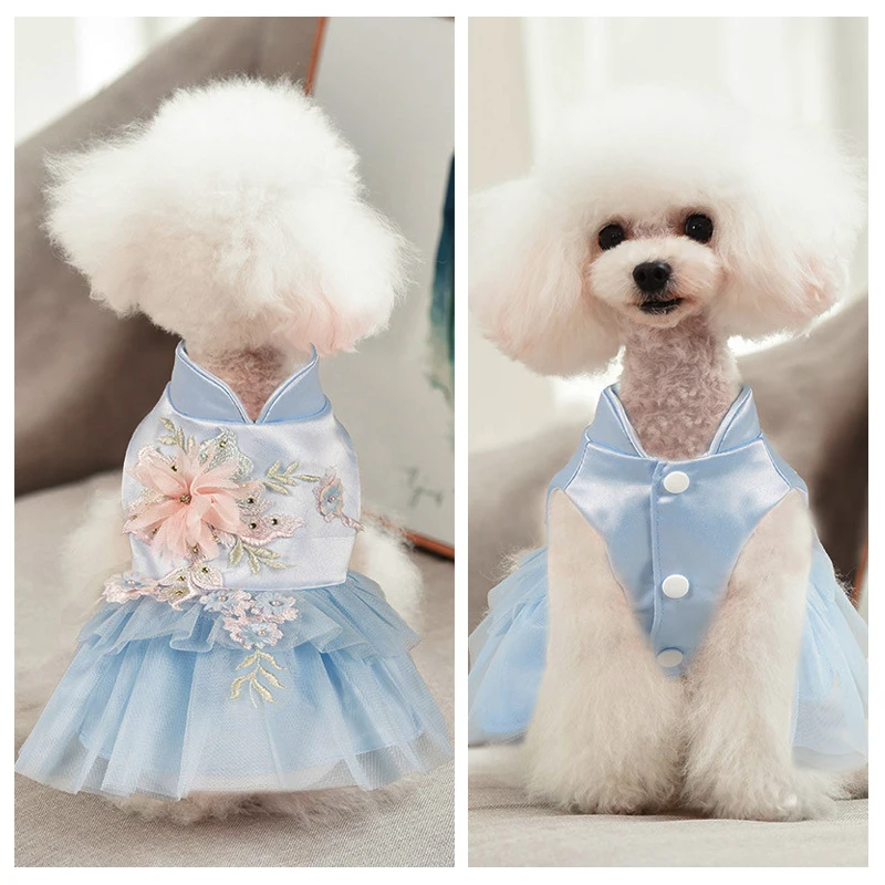 Satin Pet Clothes Princess Wedding Dog Dress For Small Dogs Summer Yorkshire Costume Fashion