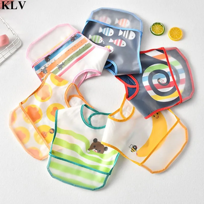 KLV 2 шт./компл. новая одежда для детей с длинным рукавом свободное Водонепроницаемый анти под высоким давлением стерео детские едят кормления Bib Комплект, размер от 6 до 24 месяцев