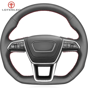 

LQTENLEO Black Artificial Leather Car Steering Wheel Cover For Audi A6 2018-2019 A7 2018-2019 S6 (C8) Saloon 2019 S7 (K8) 2019