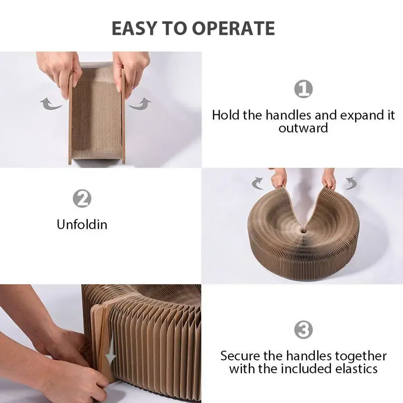 Portable Cat Scratcher Lounge Collapsible Cardboard Scratcher Toy Cat Scratching Pad Cats Turbo Toys
