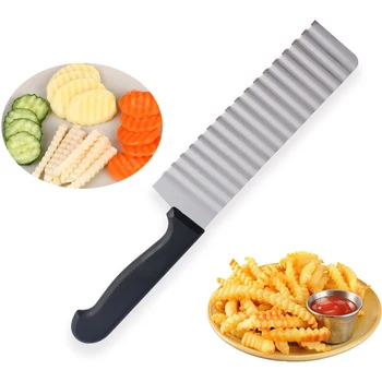 

Stainless Steel Potato Chip Slicer Crinkle Wavy Slicer Knife Dough Vegetable Fruit Potato Cutter Chopper French Fry Maker