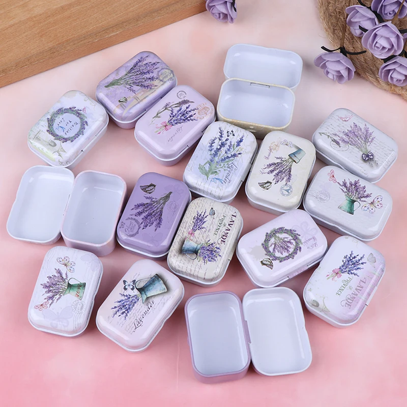 

Lavender Small Empty Tinplate Tin Tea Can Storage Box Organizer for Jewelry Candy Case Storage Tinplate Tin Tea Can organizer