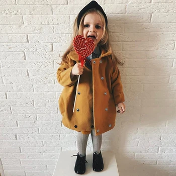 

2020 New Spring Baby Girl Clothes Solid Button Girls Toddler Girl Clothes Long Coat For Girls toddler girl coat baby clothes