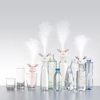 

Portable USB Cool Mist Humidifier Air Diffusers Car Without Water Bottle Cute Antler Design For Travel Home Office Hotel new
