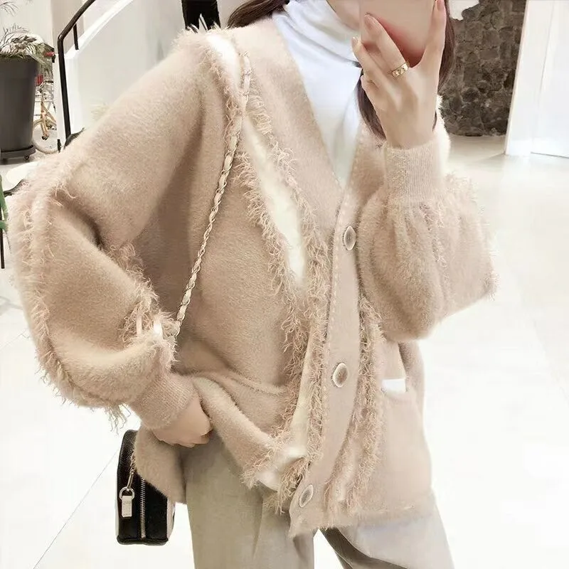 

Women sweater 2019 cardigans solid and pockets tassel full sleeve new fashion style casual autumn and winter