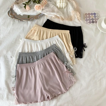 

Loose Anti-exhaust Safety Pants Women's Summer Thin Section Abdomen Leggings Female Lace Bow Elastic