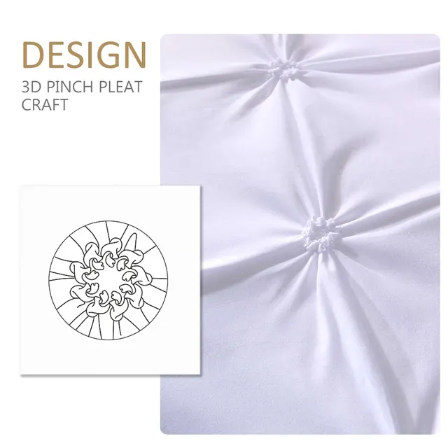 Luxury Bedding Set Pinch Pleat White Duvet Cover With Pillowcase Grey Double Bed Cover Set NO SHEET Queen King 2/3pcs Home 3