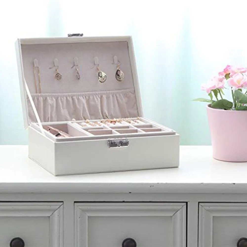 Exquisite Jewelry Box Women Leather Packaging Necklace Rings Earrings Bracelet Storage Organizer Display Gift Boxes Case