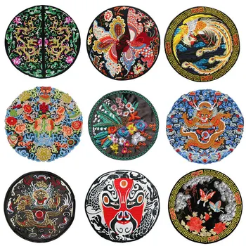 

Carp Fish Butterfly Lotus Dragon Patches Sew on Phoenix Chinese Style Appliques for Clothes Coat 3D Diy High Quality Stickers