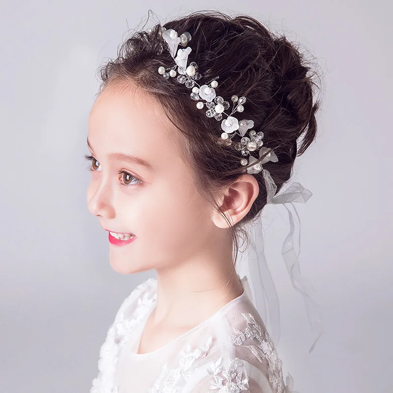 

Children's Headwear White Flower Wreath Hair Accessories Princess Headband Dance Korean Performance Headband Headband