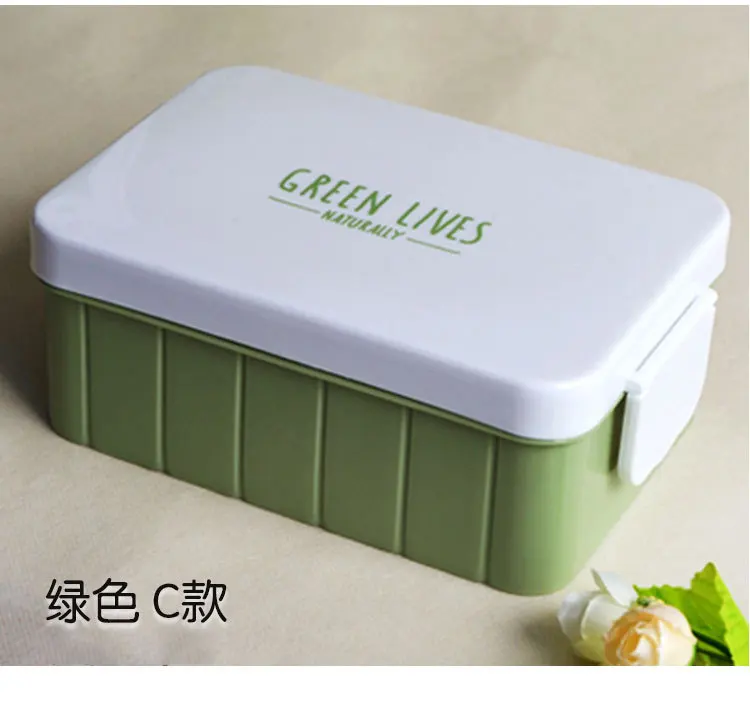 Детский Ланч-бокс с подогревом, Bento box, японский Ланч-бокс, микроволновая печь, Студенческая, с крышкой, столовая, простой Ланч-бокс es, зеленый фруктовый Ланч-бокс