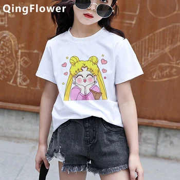 

Sailor Moon Kawaii Usagi T Shirt Baby Girls Cute Cat Anime T-shirt Children Funny Cartoon Graphic Tshirt Harajuku Top Tees Kids
