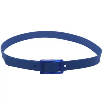 

Men's Women's Silicone Belt Rubber Plastic Buckle Plain Leather Style Adjustable-Navy Blue
