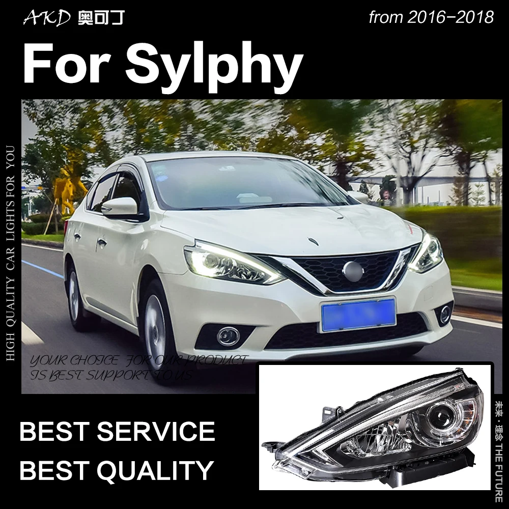 AKD автостайлинг фары для Nissan Sylphy Sentra светодиодный ные 2016 2018 DRL Hid вариант