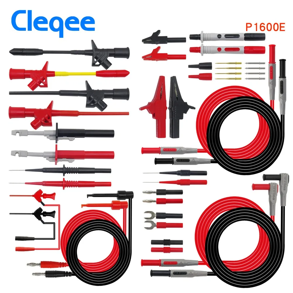 Cleqee P1600C/D/E/F сменный мультиметр Пробник набор тестовых проводов автомобильный зонд набор IC тестовый крюк совместим с Fluke