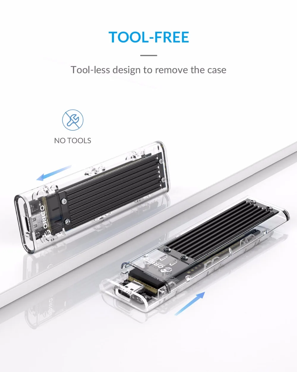 ORICO M.2 SSD Case M.2 USB M Key NVMe SSD Enclosure Transparent Hard Drive Disk for M2 NVMe SSD Enclosure Type C 3.1M2 SSD Case