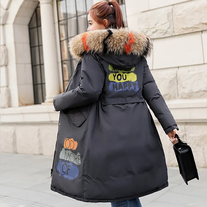 

Photo Shoot 2018 Winter Korean-style Waist Hugging Slimming down Jacket Cotton-padded Clothes Women's Mid-length Large Size Reve
