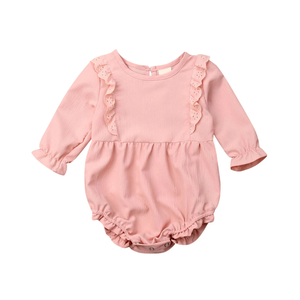 Emmababy осень детская одежда для новорожденных девочек с длинным рукавом Кружевное пэтворк однотонное Цвет боди спортивный костюм