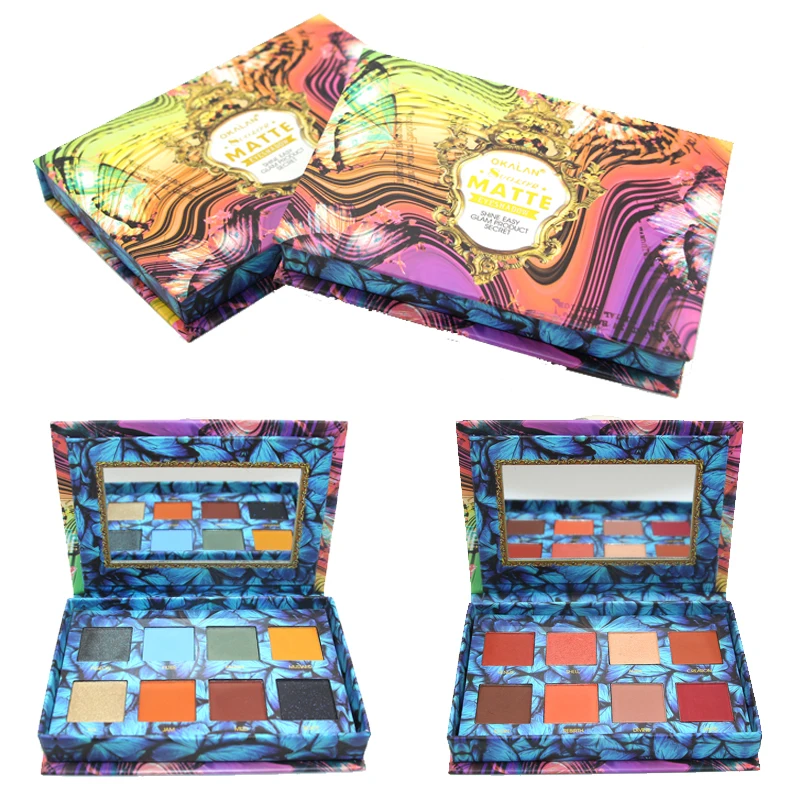 

8 Color Branded High quality Mini Book style Package Eye Shadow Palette Bundle Pressed Pigment Palette for Makeup