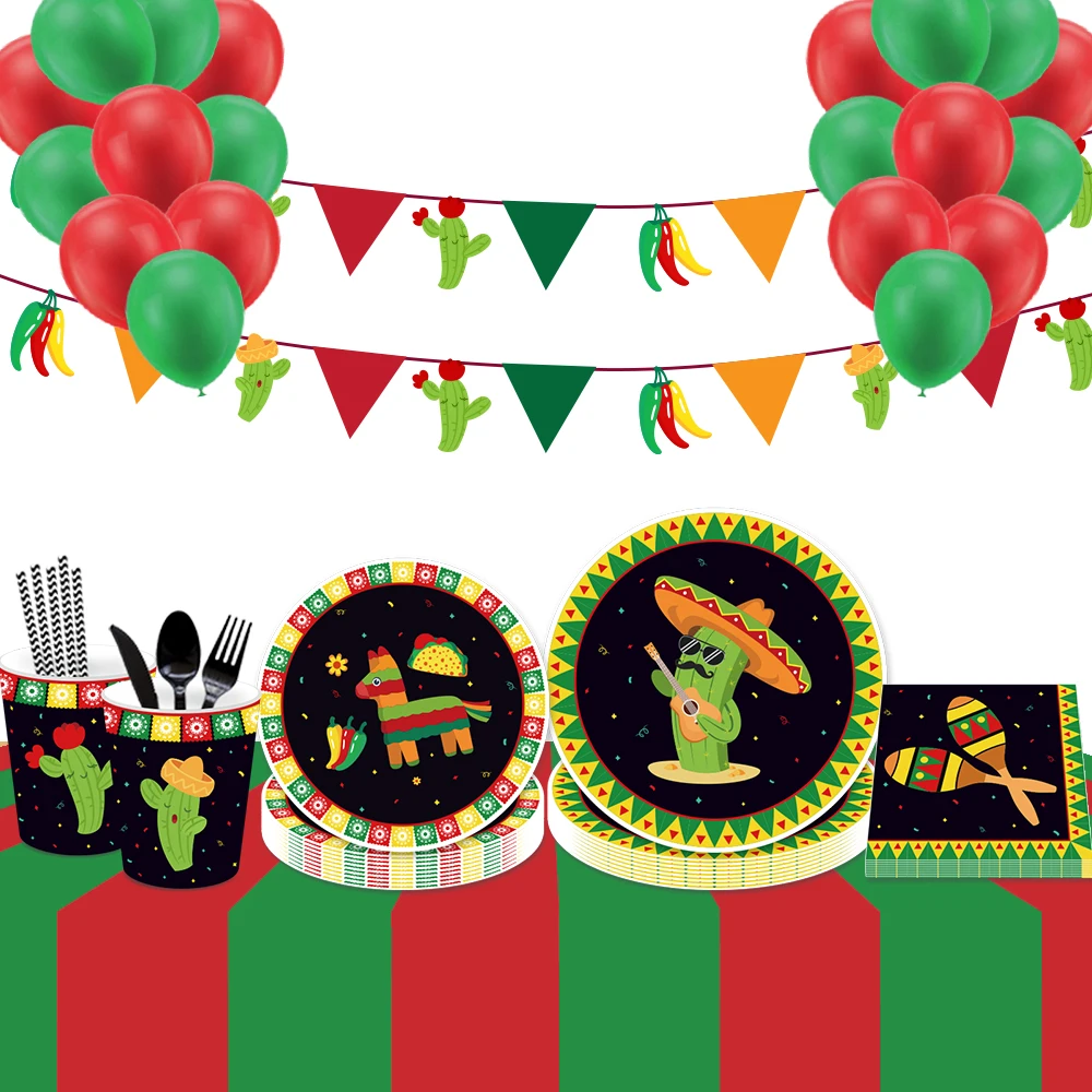Mexican Party Decor Disposable Tableware Set Summer Colorful Sombrero Wedding Birthday Supplies | Дом и сад
