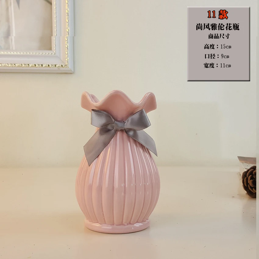 Современная Европейская модная керамическая ваза для цветов, украшение для дома, маленькие керамические вазы, свадебное украшение для дома, настольная ваза ручной работы - Цвет: S Pink