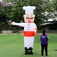 Customized 2.5mH Inflatable Chef Air Dancer For Restaurant Decoration / Waving-Hand Cook Sky Dancer Balloons - BG-D0100 1
