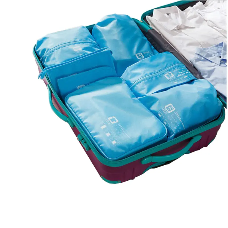 

Portable Travel Packing Organizer 7 Pieces Set Accessories Men and Womens Carry Bag