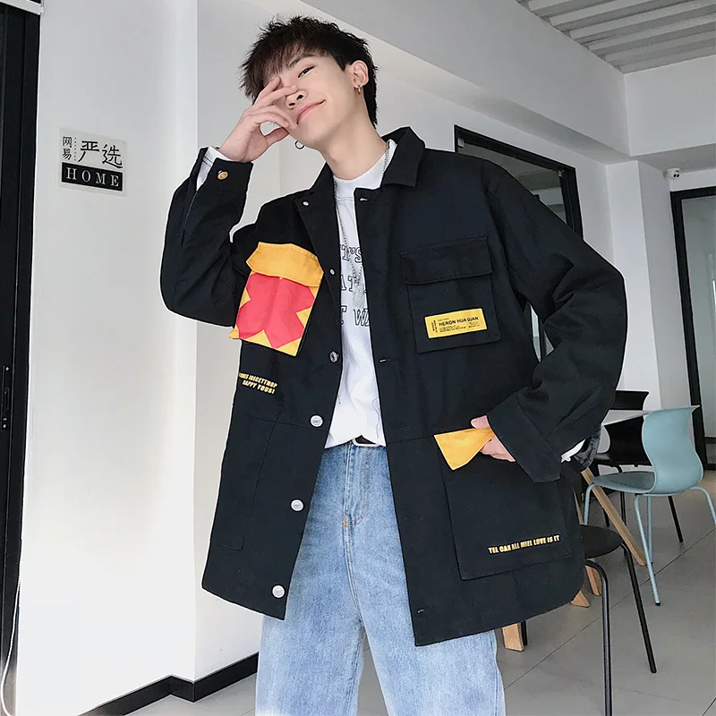 

19/Autumn a Simple Loose-Fit Harajuku Multi-pockets Tooling Jacket Jk8899/P75 Campus Business Attire Students