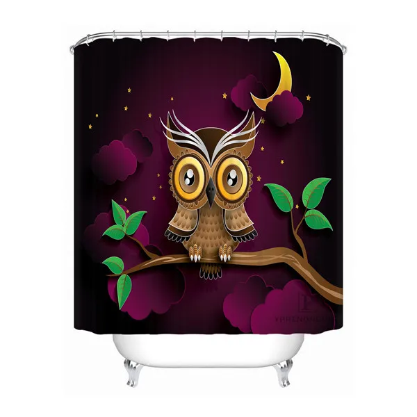 Shower Curtain Пользовательские Сова Птица искусство ветка Водонепроницаемый Ванная комната приемлемая занавеска из полиэстеровой ткани занавеска для ванной#180318-45-43 - Цвет: Shower Curtain
