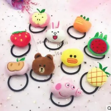 

Girls Cartoon Hair Bands Children Plush Bear Rabbit Duck Fruit Hair Elastic Rubber Bands Cotton Headband Kids Hair Ornaments New