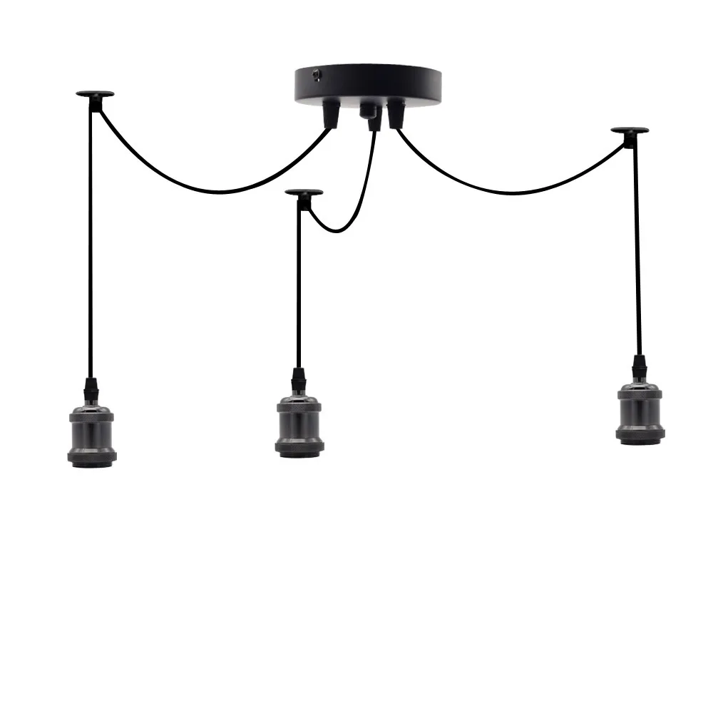 One in Three Metal Cool Retro Decoration Edison LED Bulb Europe And America Art Chandelier Lamp Holder E27 Edison Screw