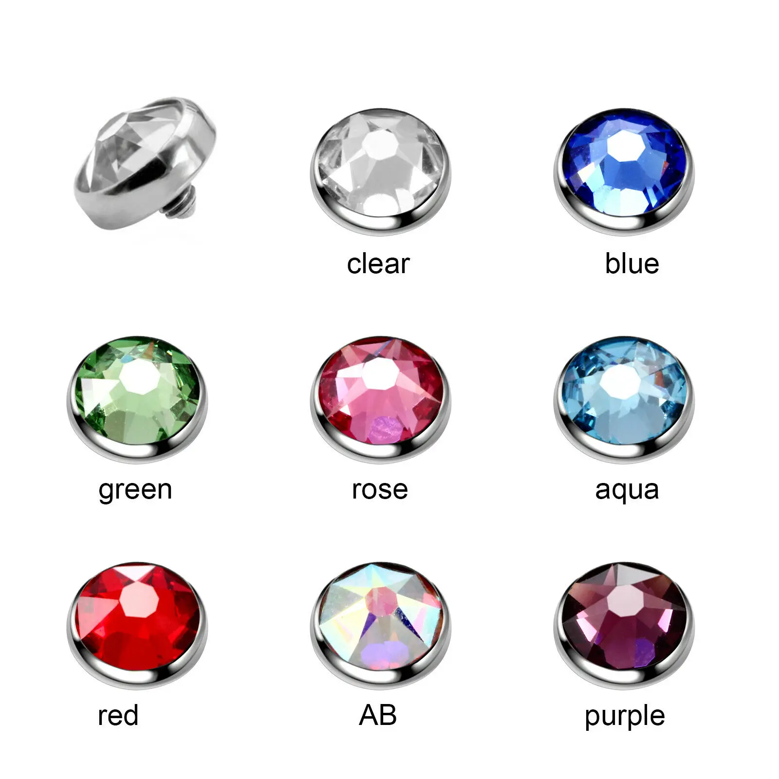 

Дермальный якорь из титановой стали G23, топы с разноцветным кубическим цирконием, поверхность из титана для пирсинга растворителя кожи 3-5 мм, «сделай сам»