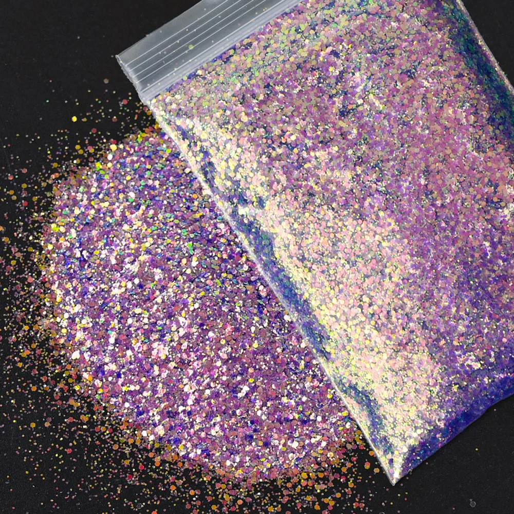 50g Holographic Mixed Hexagon Chunky Nail Glitter Sparkly Laser Spangles Flakes Powder Slices Manicure Art Sequins Ta#026 | Красота и