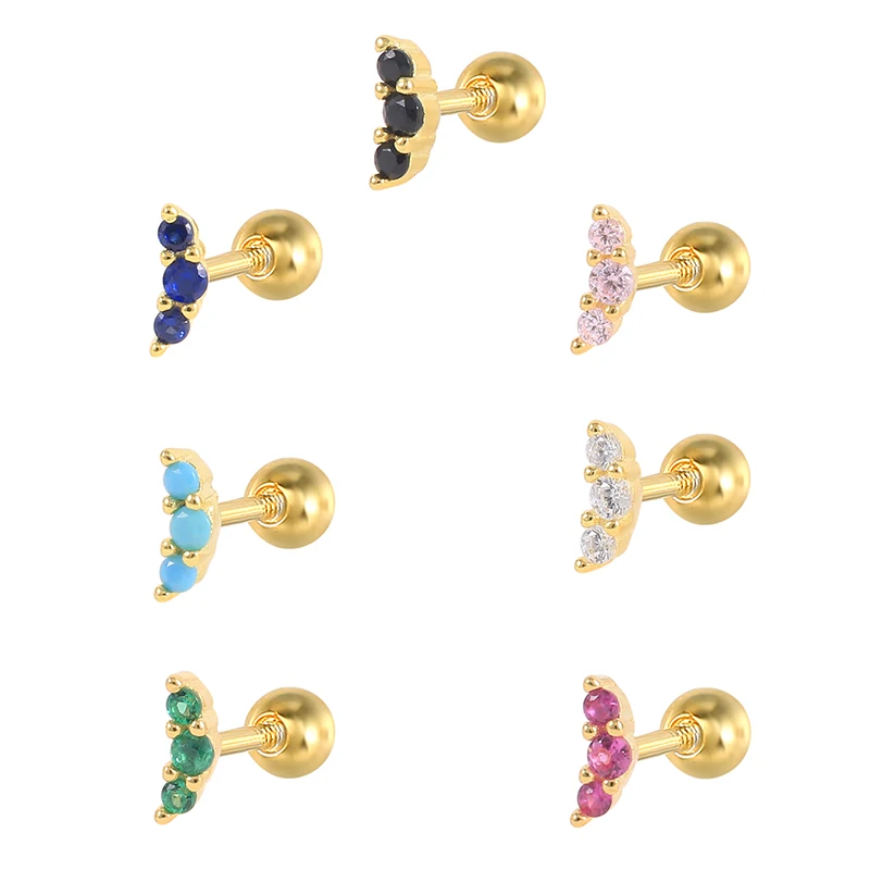 CANNER Piercing Aretes 925 Sterling Silver Colorful Snowflake Zircon Stud Earring For Women Korean Crystal Mini Earrings Jewerly
