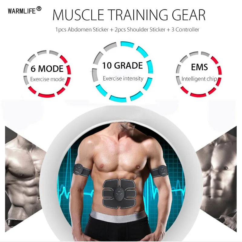 EMS Wireless Muscle Stimulator Trainer Smart Fitness Abdominal Training Electric Weight Loss Stickers Body Slimming Belt Unisex