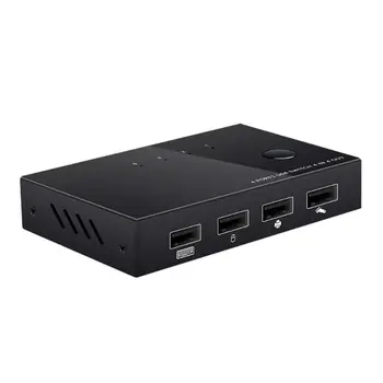 

USB KVM Switch Box 4 Port USB 2.0 Switcher PC Sharing Splitter for Keyboard Mouse Printer Monitor Free Drive Support Windows Mac