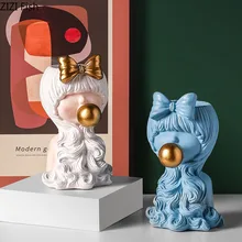 Ваза для цветов, украшение дома, смоляная портретная статуя, ремесла, цветочный горшок, абстрактное искусство, украшение для девочек, украшение для стола