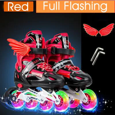 Трикс мальчик девочка дети роликовые коньки регулируемый размер мигающие роликовые коньки ботинки для детей - Цвет: full bscb Red